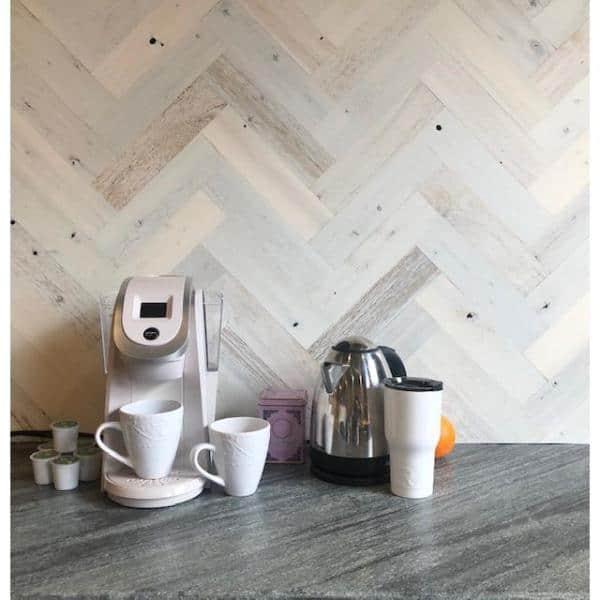 Timberchic River Reclaimed Wooden Wall planks - Simple Peel & Stick Wall Covering Application for DIY Accent Wall & Home Improvement - Premium Wall Paneling - Herringbone Pattern