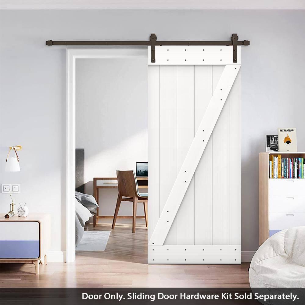 TMS 42'' x 84'' Solid Wood Paneled Painted with Installation Hardware Kit Barn Door