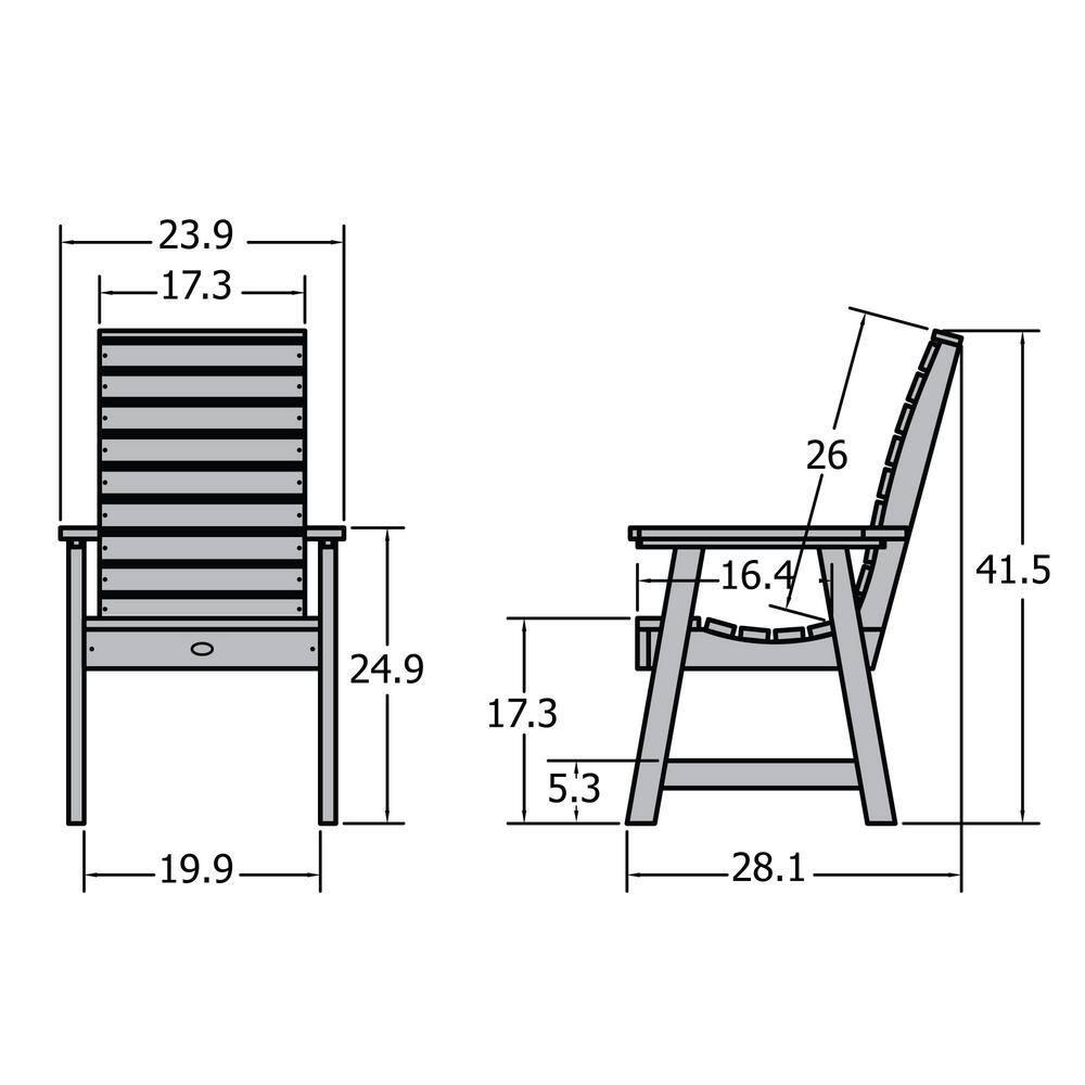 Highwood Weatherly Dining Chair - Dining Height, Outdoor, Eco-friendly, Synthetic Wood
