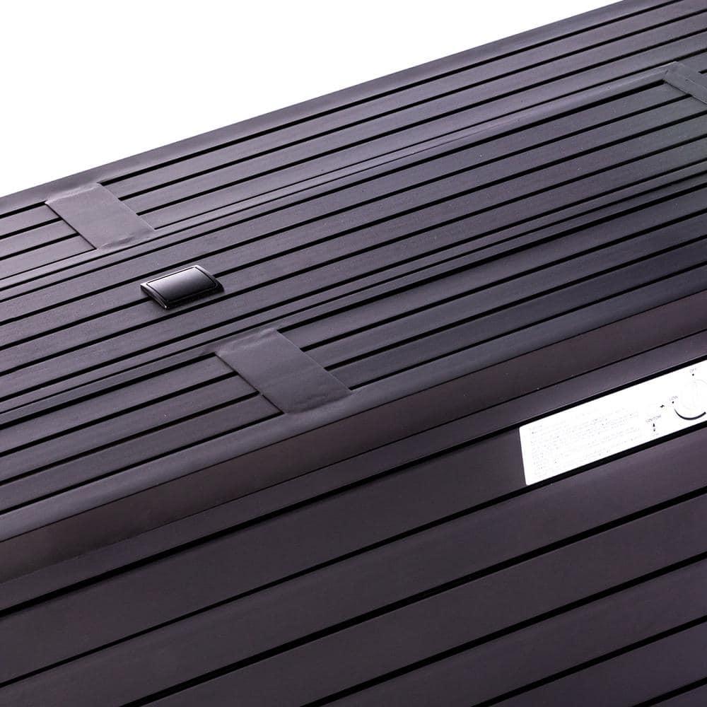 56 in. x 21 in. Rectangular Fire Table with Glass Wind Guard, Cover and Table Lid in Bronze