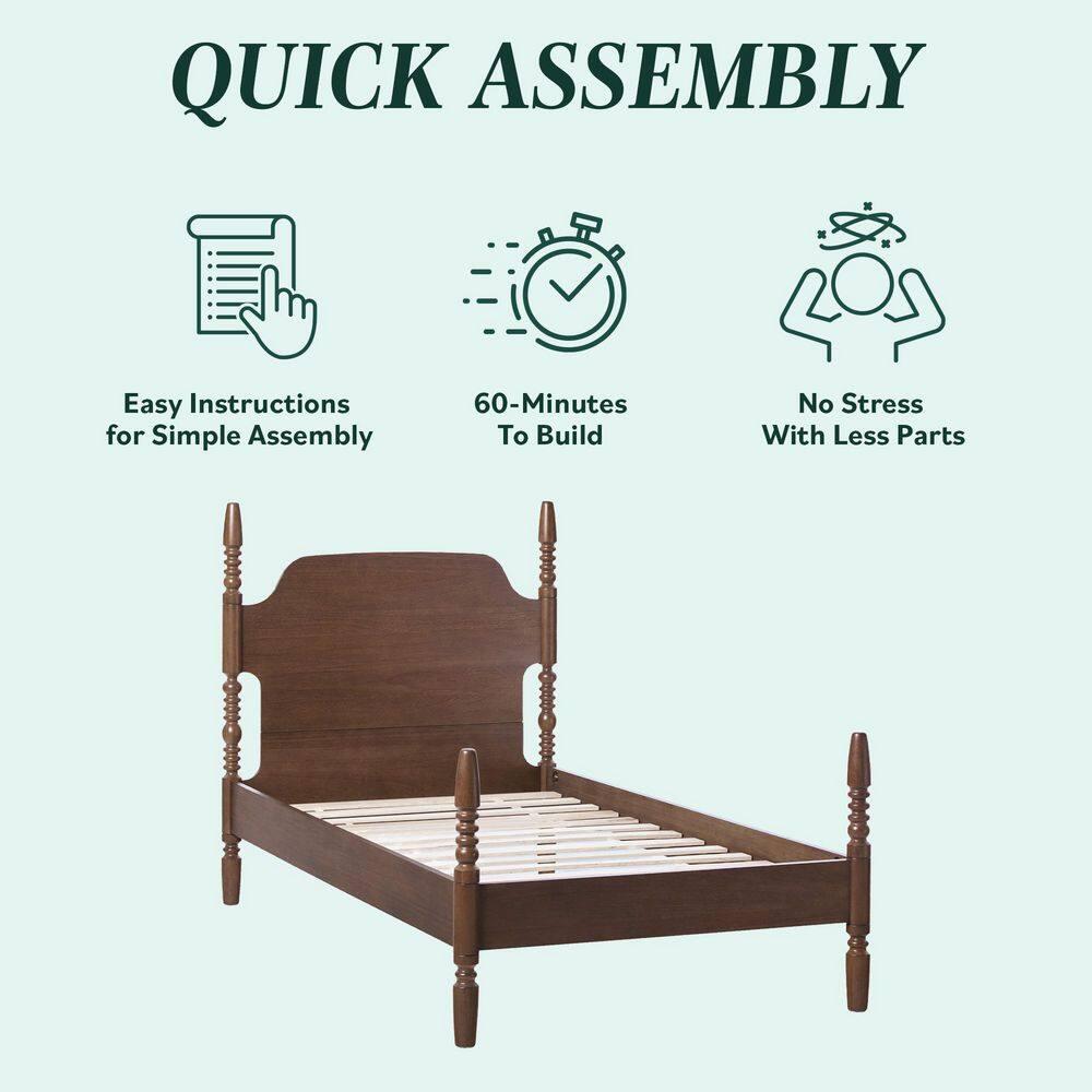 Vivienne Traditional Easy Assembly Solid Wood Twin Spindle Bed