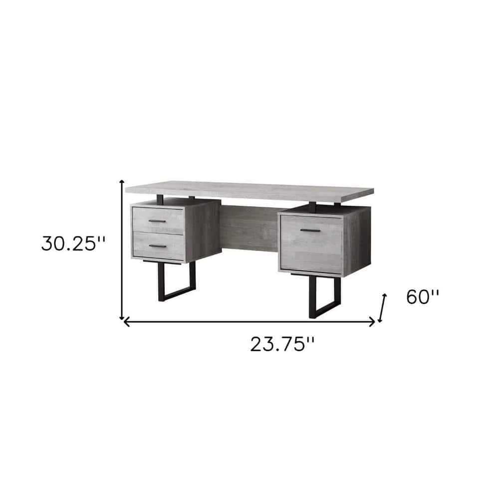 Monarch Specialties Computer Desk, Home Office, Laptop, Left, Right Set-Up, Storage Drawers, 60"L, Metal, Laminate