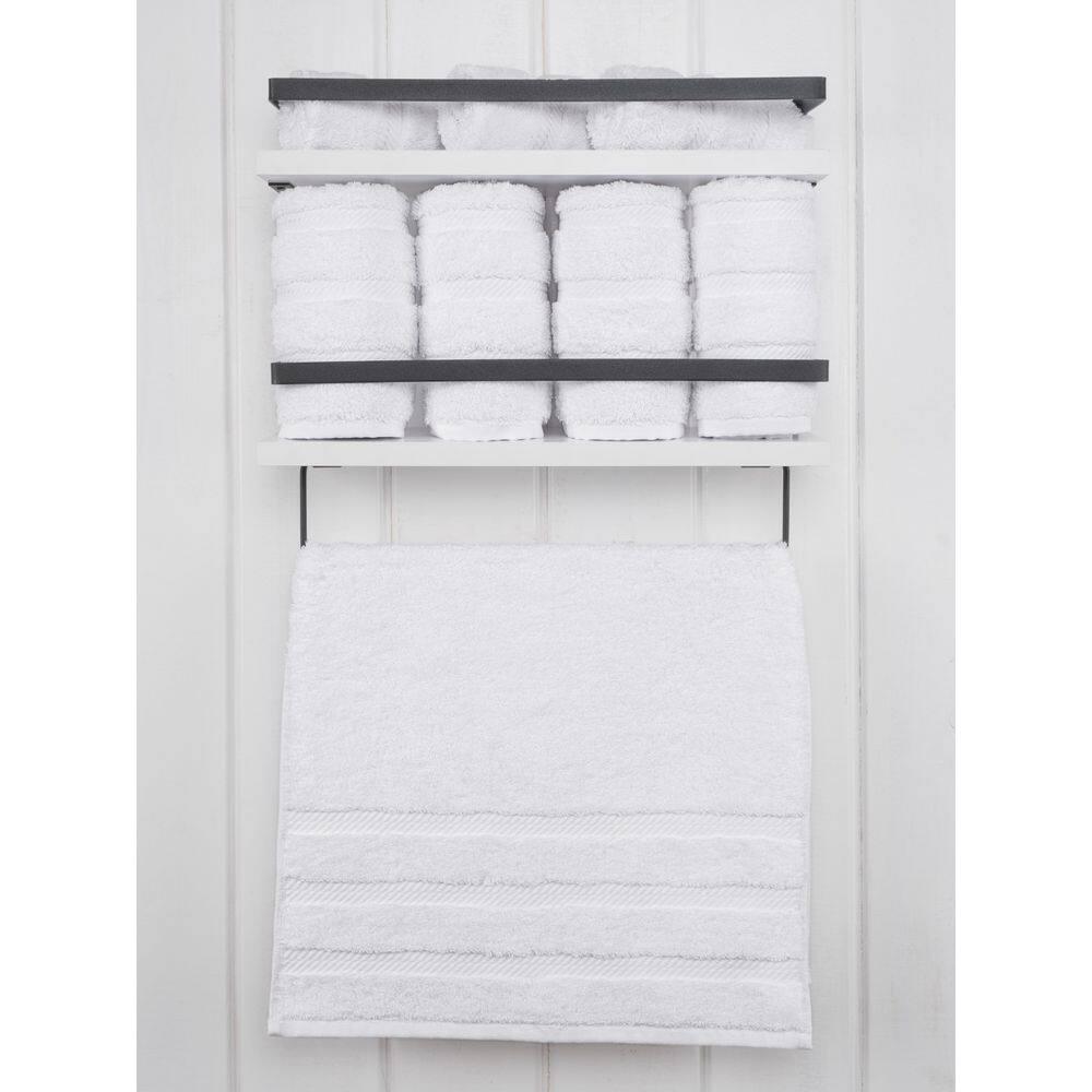 American Soft Linen 4 Pack Hand Towel Set, 100% Cotton, 16 inch by 28 inch, Hand Face Towels for Bathroom, Bright White