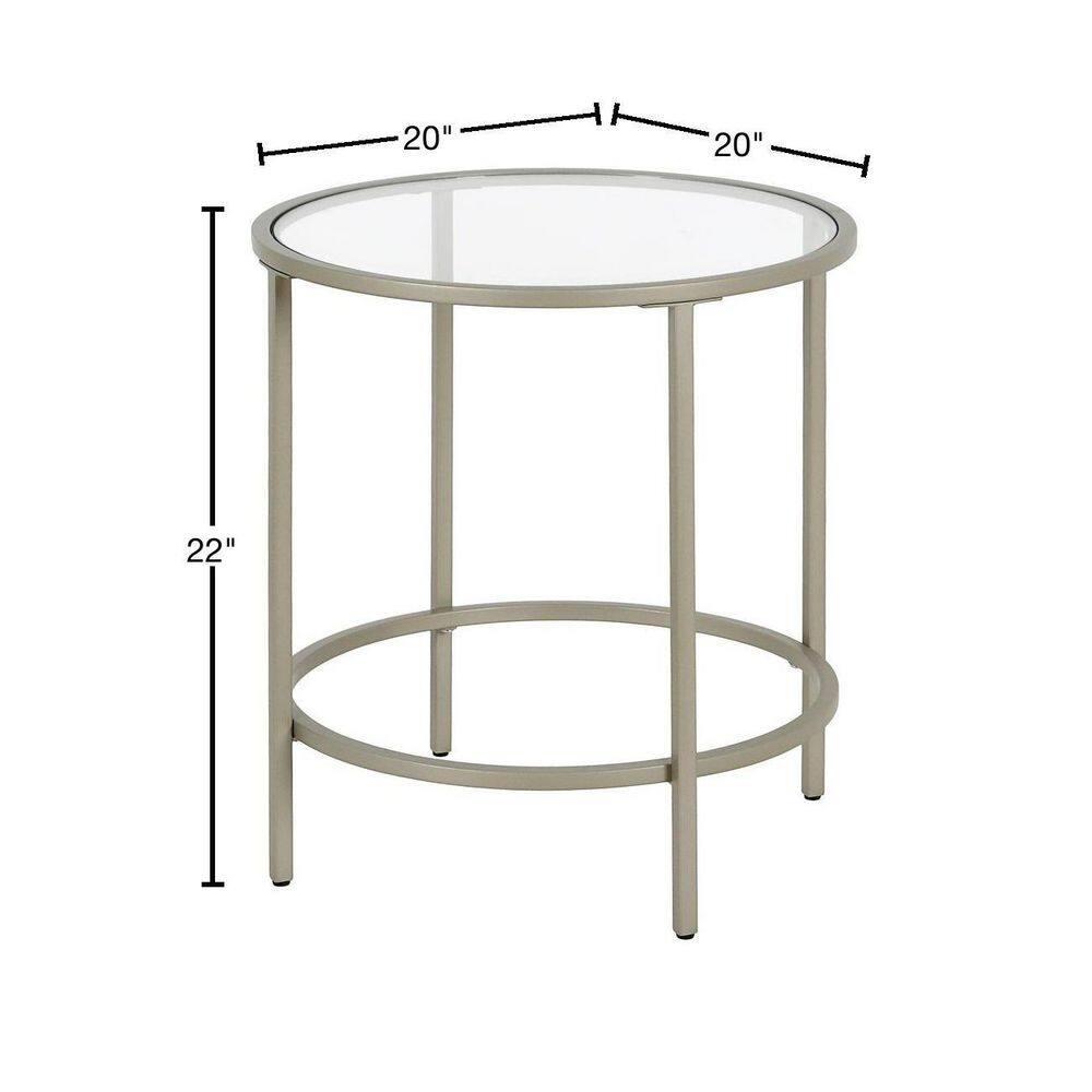 Evelyn&Zoe Sivil 20" Wide Round Side Table, Satin Nickel