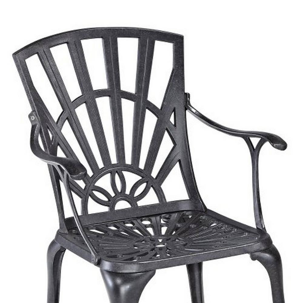 Homestyles Grenada Aluminum Outdoor Chair Pair in Charcoal