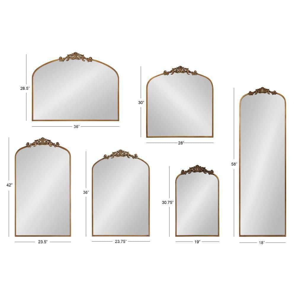 24" x 36" Arendahl Traditional Arch Decorative Wall Mirror Gold - Kate & Laurel All Things Decor