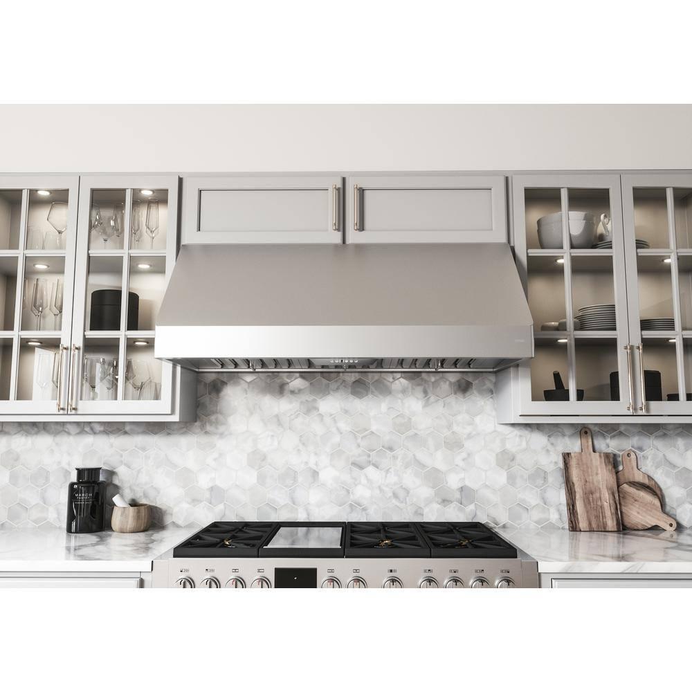 Zephyr Tempest II 48" 650 CFM Wall Mount Range Hood with LED Light in Stainless Steel