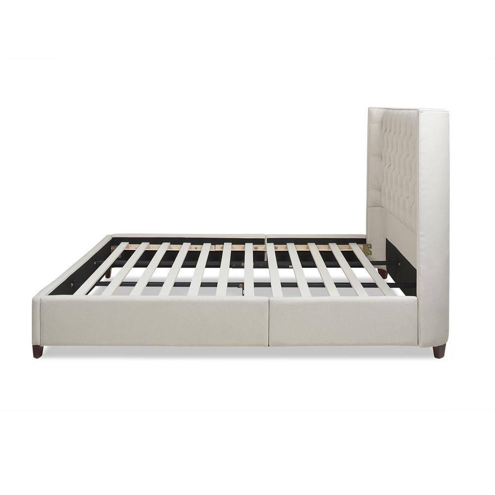 Manhattan Shelter King Platform Bed Frame Light Beige