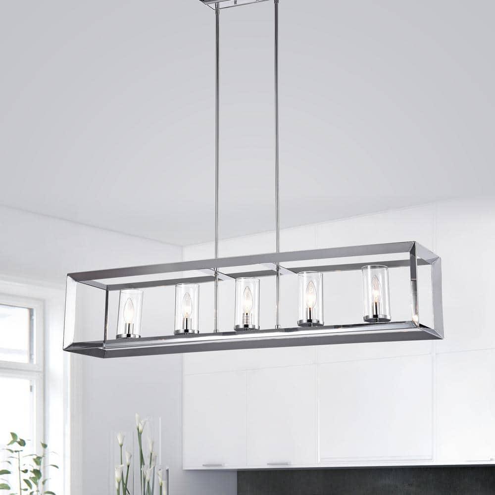 Warehouse of Tiffany Ciel 41-inch Chrome Finish 5-Light Chandelier