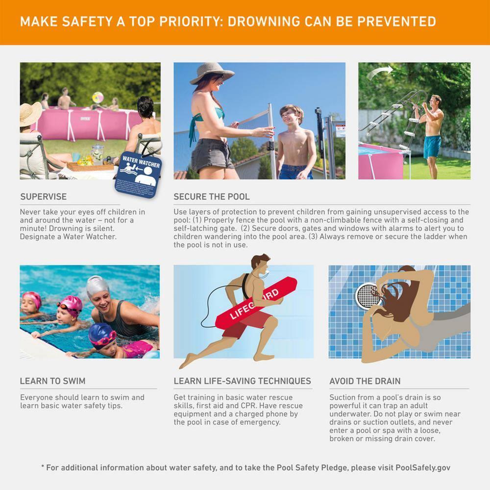 Intex Plastic Rectangle Frame Set Pool 23.62'' H x 59'' W x 86.62'' L