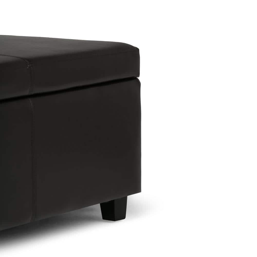 Simpli Home Avalon Faux Leather Storage Bench in Tanners Brown