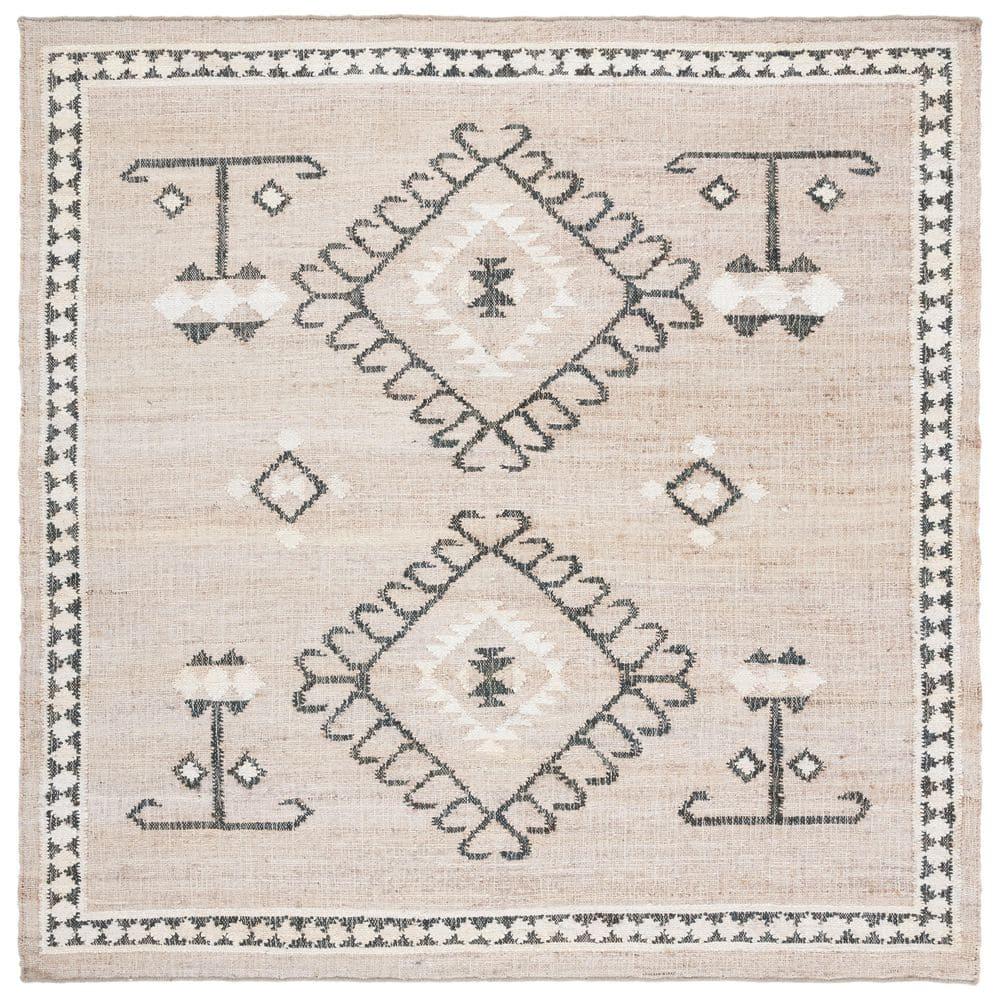 Kilim KLM762 Flat Weave Area Rug - Grey/Black - 7'x7' - Safavieh