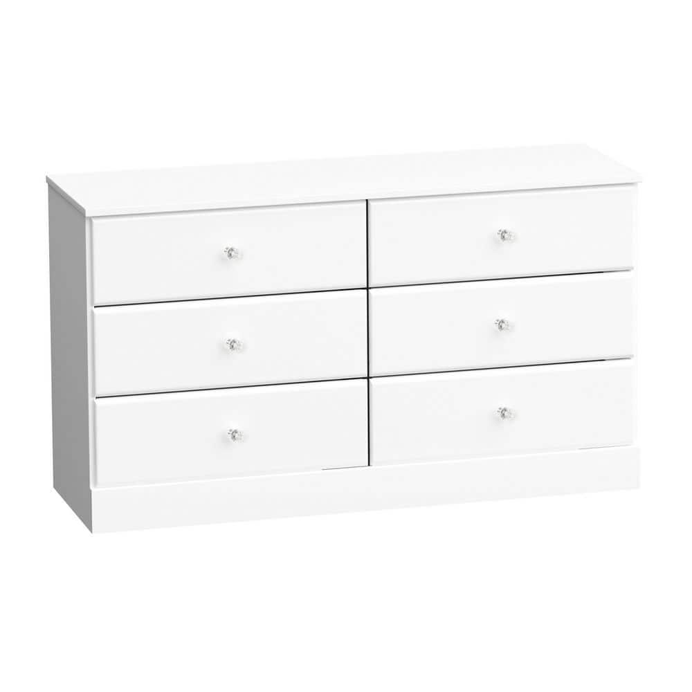 Astrid 6 Drawer Dresser White - Prepac: Laminated Wood Composite, Easy-Glide, Safety Stops