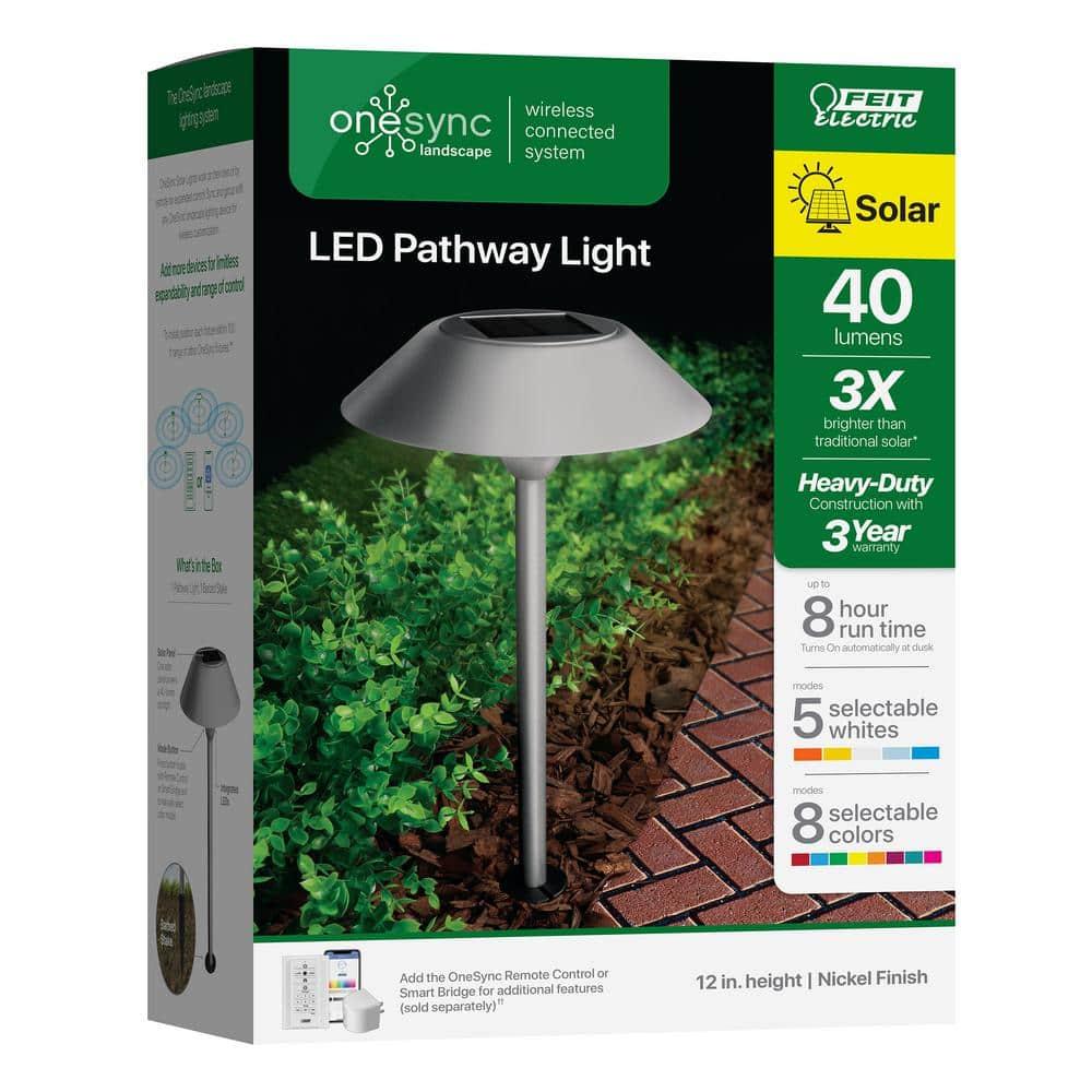 Feit Electric OneSync Brushed Nickel Solar Powered 40 W LED Pathway Light 1 pk