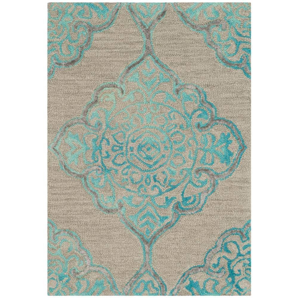 Dip Dye DDY510 Hand Tufted Indoor Accent Rug - Grey/Turquoise - 3'x5' - Safavieh