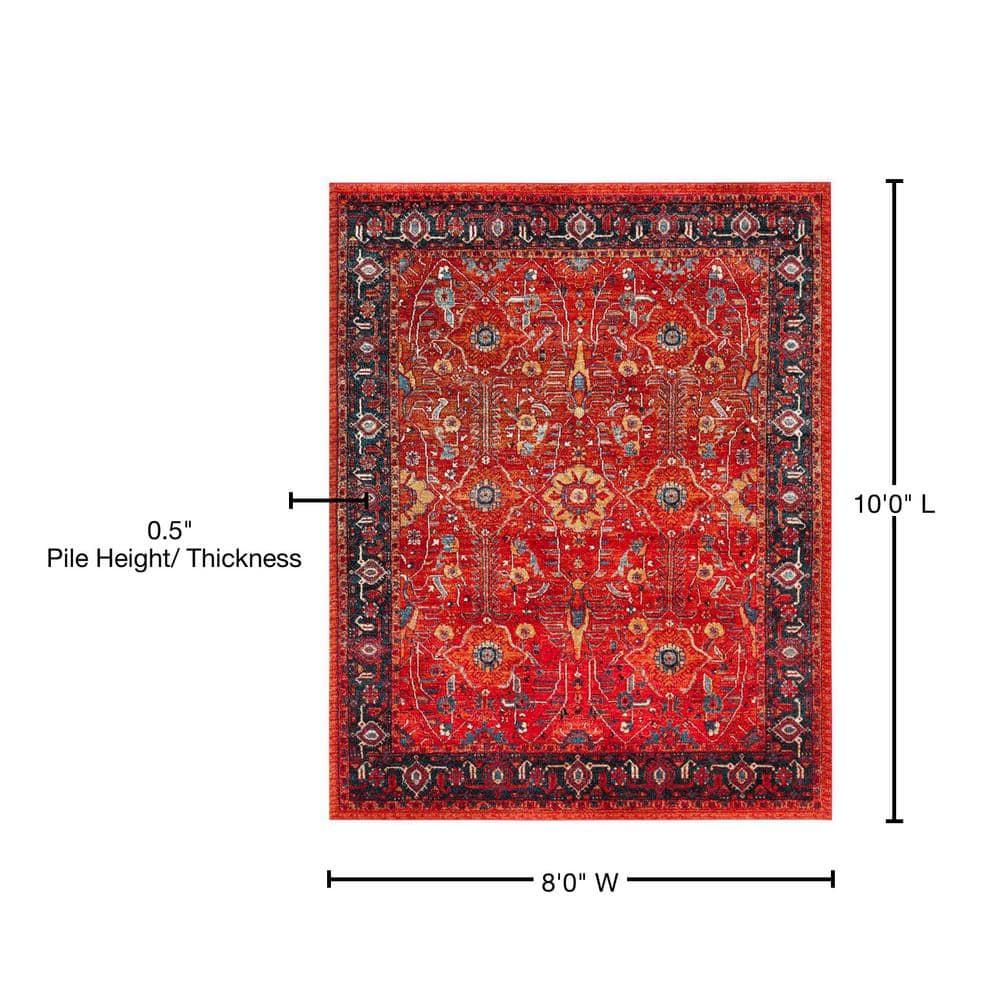 Vintage Hamadan VTH220 Power Loomed Indoor Area Rug - Orange/Navy - 8'x10' - Safavieh