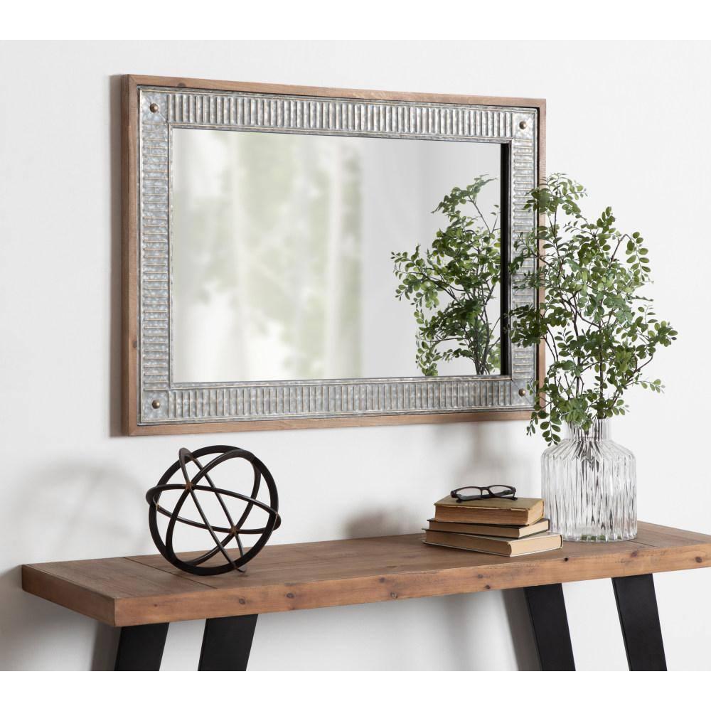 Kate and Laurel Deely Farmhouse Wood and Metal Wall Mirror, Rustic Brown