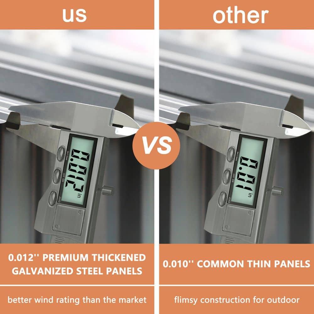 VEIKOUS 8'x10' Outdoor Storage Shed, Metal Tool Storage Sheds 80 sq ft, w/Lockable Door & Air Vent, Grey