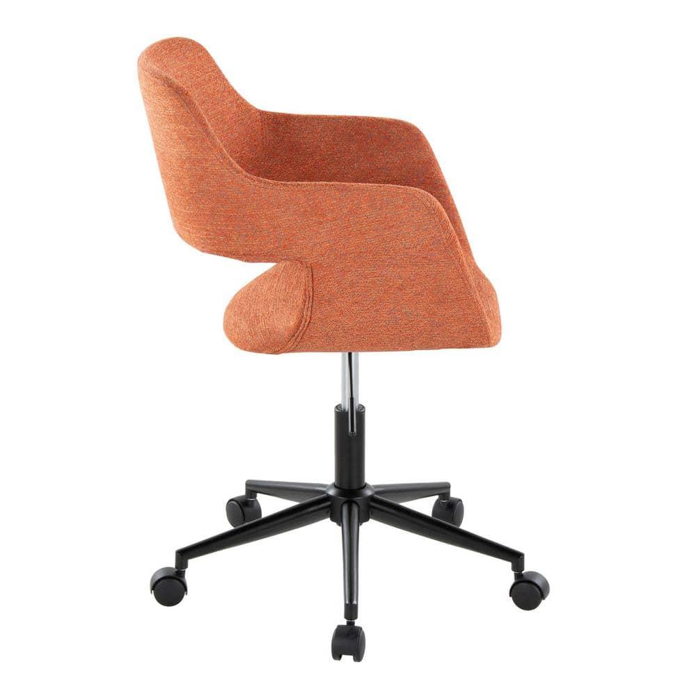 LumiSource Black Metal, Orange Fabric Margarite Task Chair