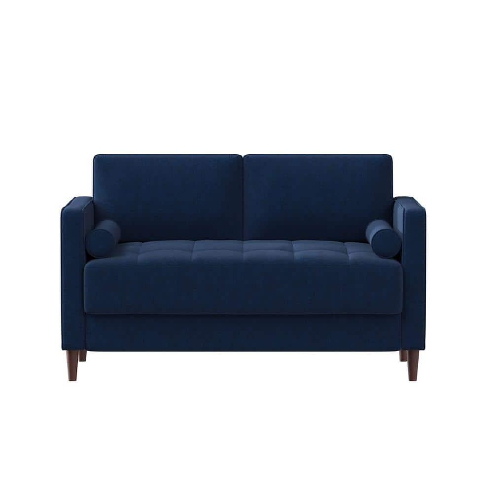 LifeStyle Solutions Jareth Loveseat in Navy Blue Fabric Upholstery