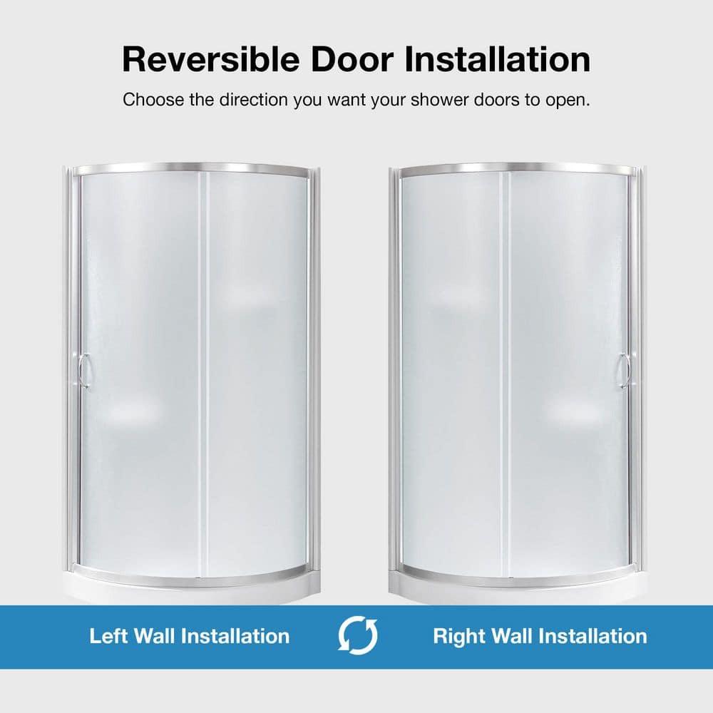 Ove Decors 15SKA-BREF34-SATAC OVE Decors Breeze 35 in. Round Shower Kit w/ Frosted, Base, Wall