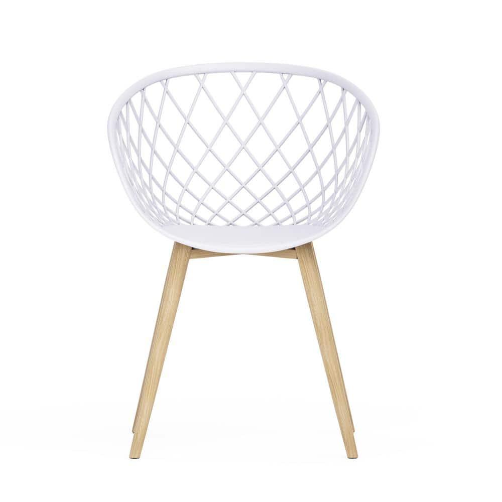Set of 2 Kurv Chair White - Jamesdar: Mid-Century Modern Armchairs, Steel Legs, Non-Upholstered