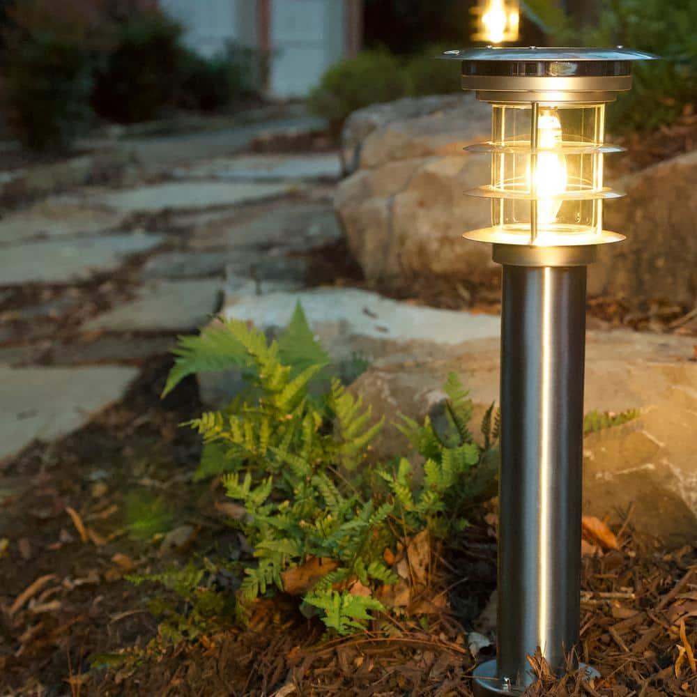 Gama Sonic Stainless Steel Solar Bollard Lamp with EZ Anchor