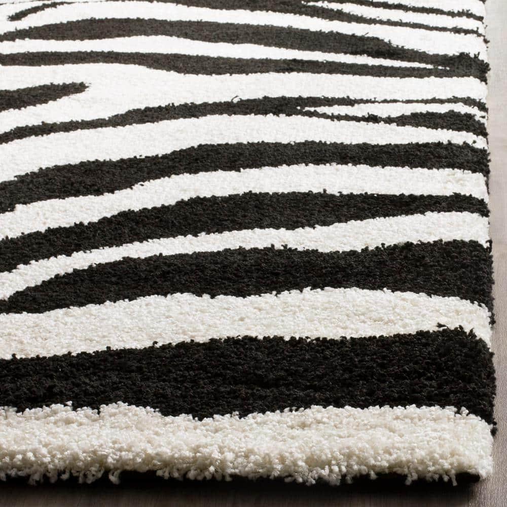 Florida Shag SG452 Power Loomed Indoor Area Rug - Ivory/Black - 4'x6' - Safavieh.