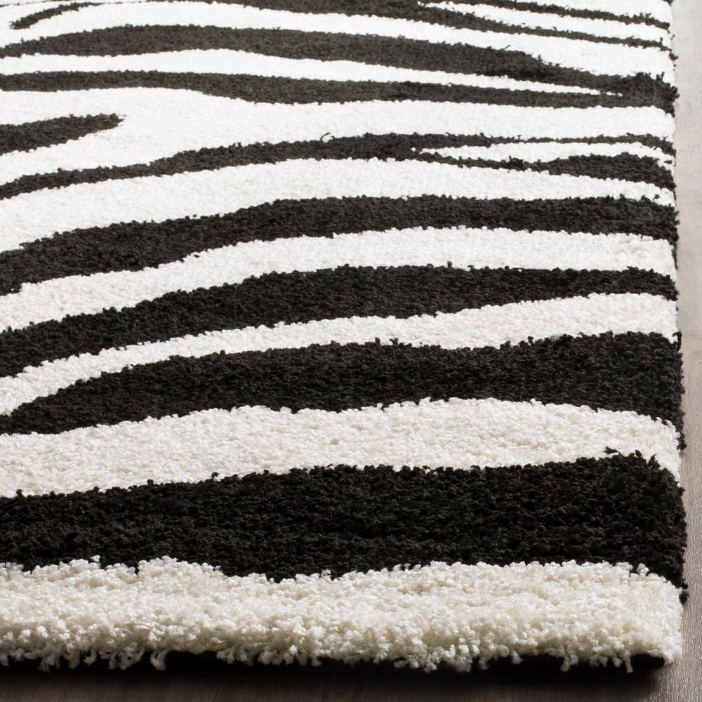 Florida Shag SG452 Power Loomed Indoor Area Rug - Ivory/Black - 5'3"x7'6" - Safavieh.