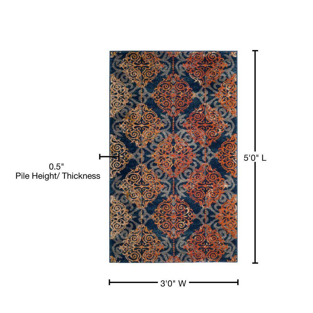 Evoke EVK230 Power Loomed Indoor Accent Rug - Blue/Orange - 3'x5' - Safavieh