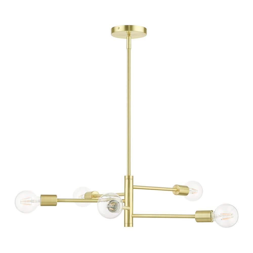 Livex Lighting Bannister 5 - Light Chandelier in  Satin Brass