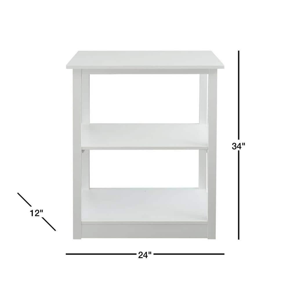 Casual Home Adams 3-Shelf Bookcase with Concealed Sliding Track, Concealment Furniture-Color:White