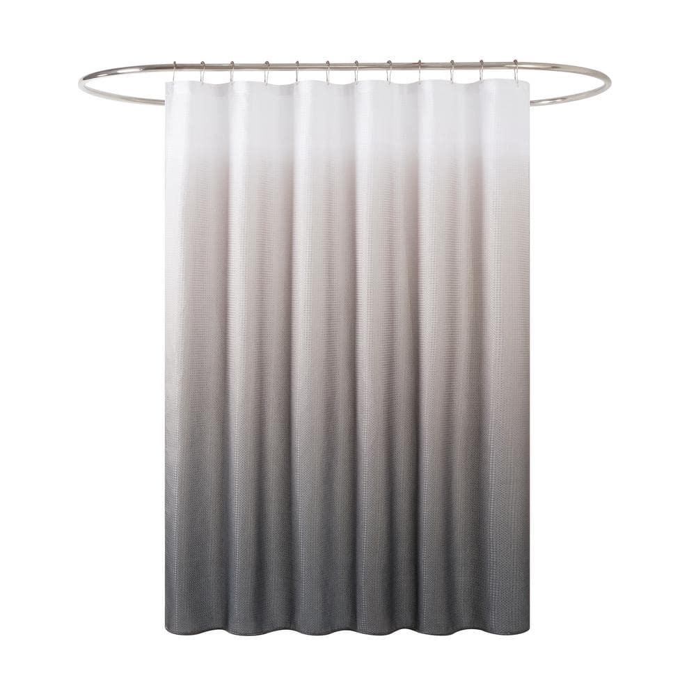 Ombre 70 in. x 72 in. White/Grey/Linen Shower Curtain 16-Piece Bath Set