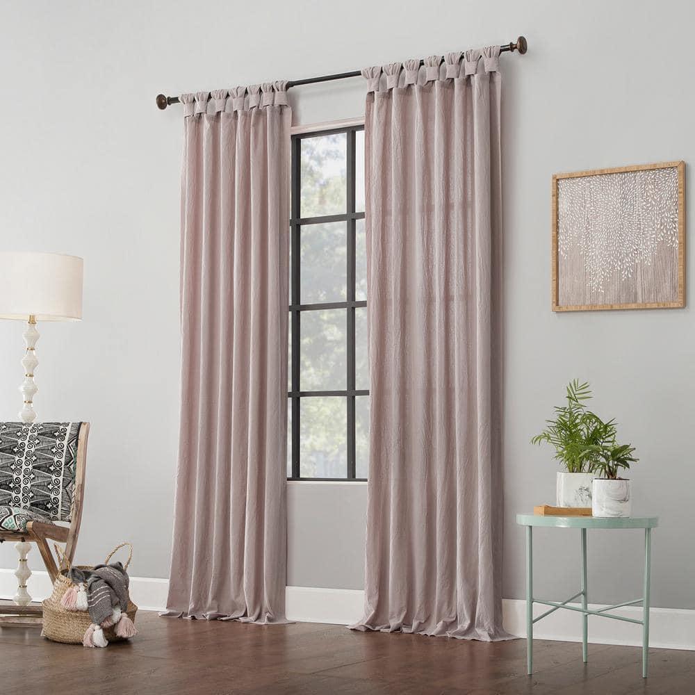 52"X84" Archaeo Light Filtering Outdoor Washed Cotton Twist Tab Curtain Panel Pink: Traditional Window Decor
