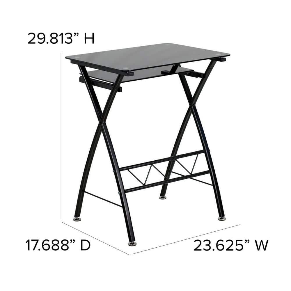 Flash Furniture Black Tempered Glass Computer Desk with Pull-Out Keyboard Tray