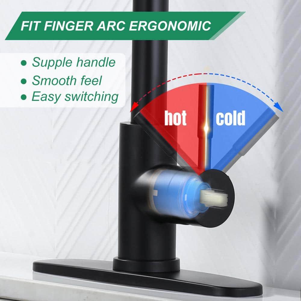 ARCORA Single Handle Stainless Steel Pull-Down Kitchen Faucet with Deckplate and Glass Rinser Combo