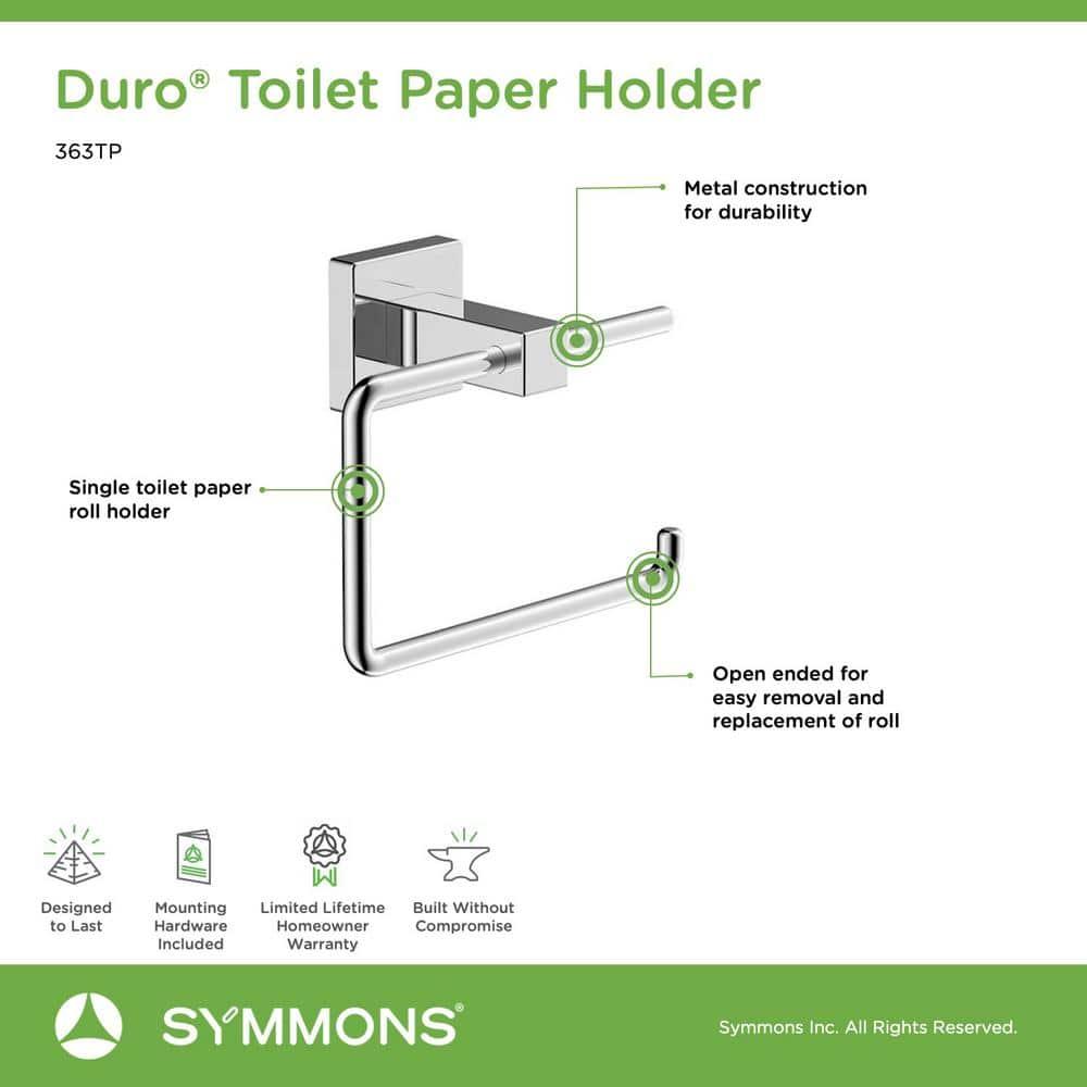 Symmons Duro Single Roll Toilet Paper Holder with Wall Mounting Hardware 363TP