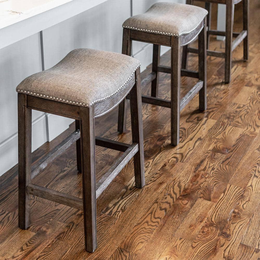 Maven Lane Maven Lane Adrien Backless Saddle Kitchen Stool with Fabric Upholstery
