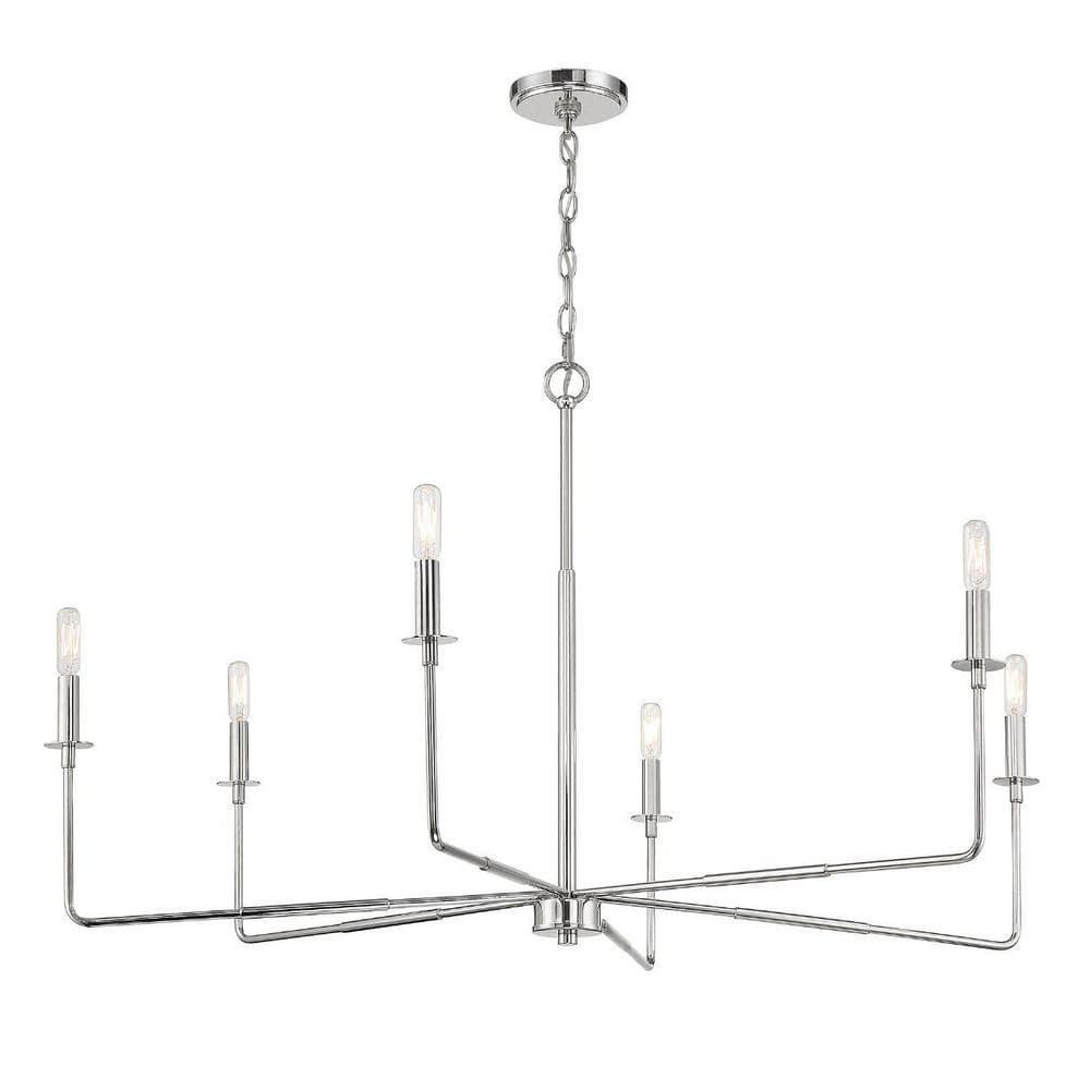 Salerno Polished Nickel 6-Light Rustic Charm Chandelier