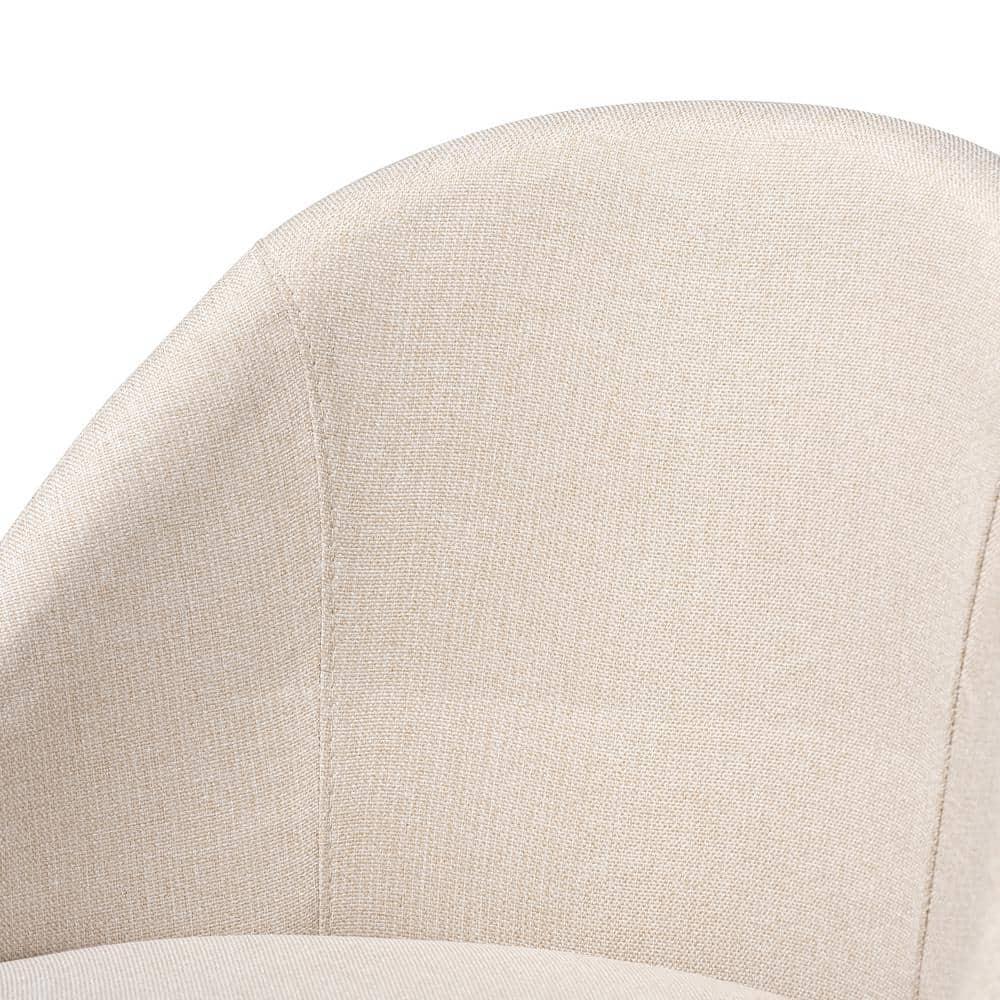Baxton Studio Carra Mid-Century Modern Light Beige Fabric Upholstered Walnut-Finished Wood Swivel Bar Stool Set of 2