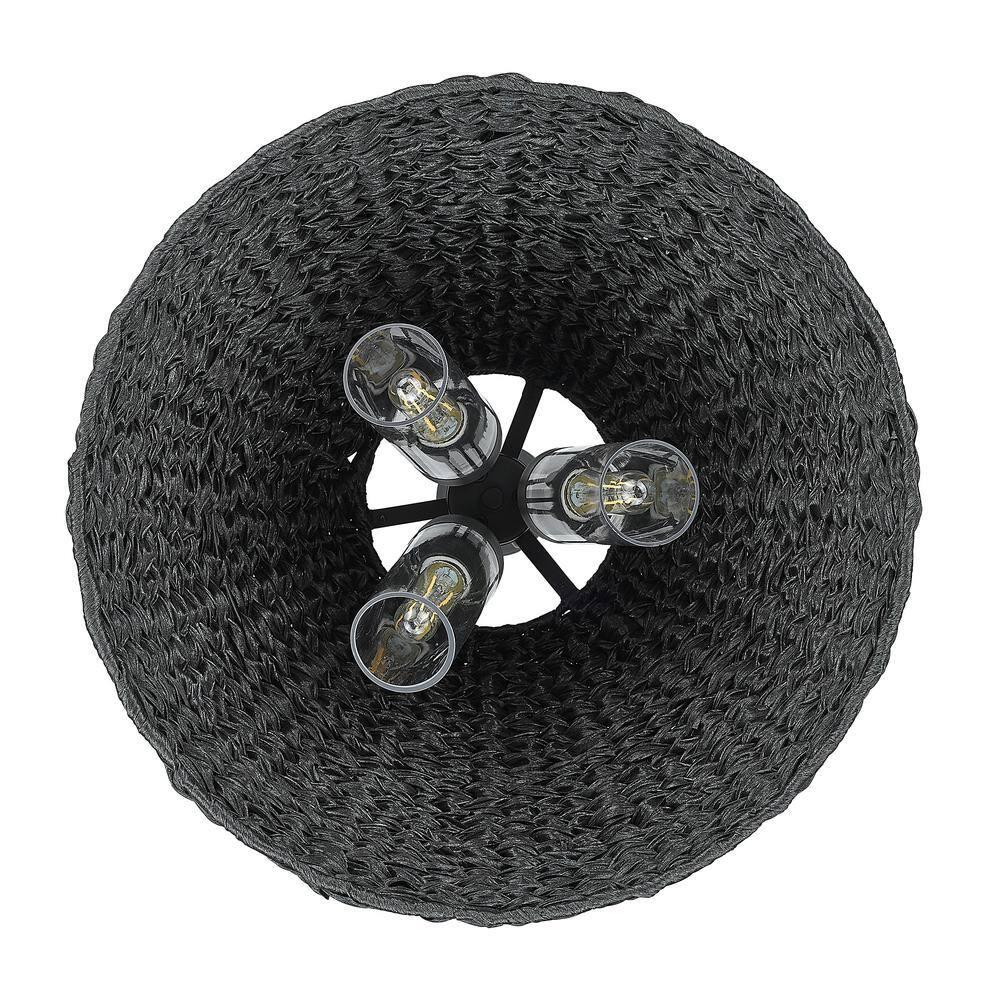 Rue 3-Light Outdoor Pendant in Natural Black with Silken Black Wicker
