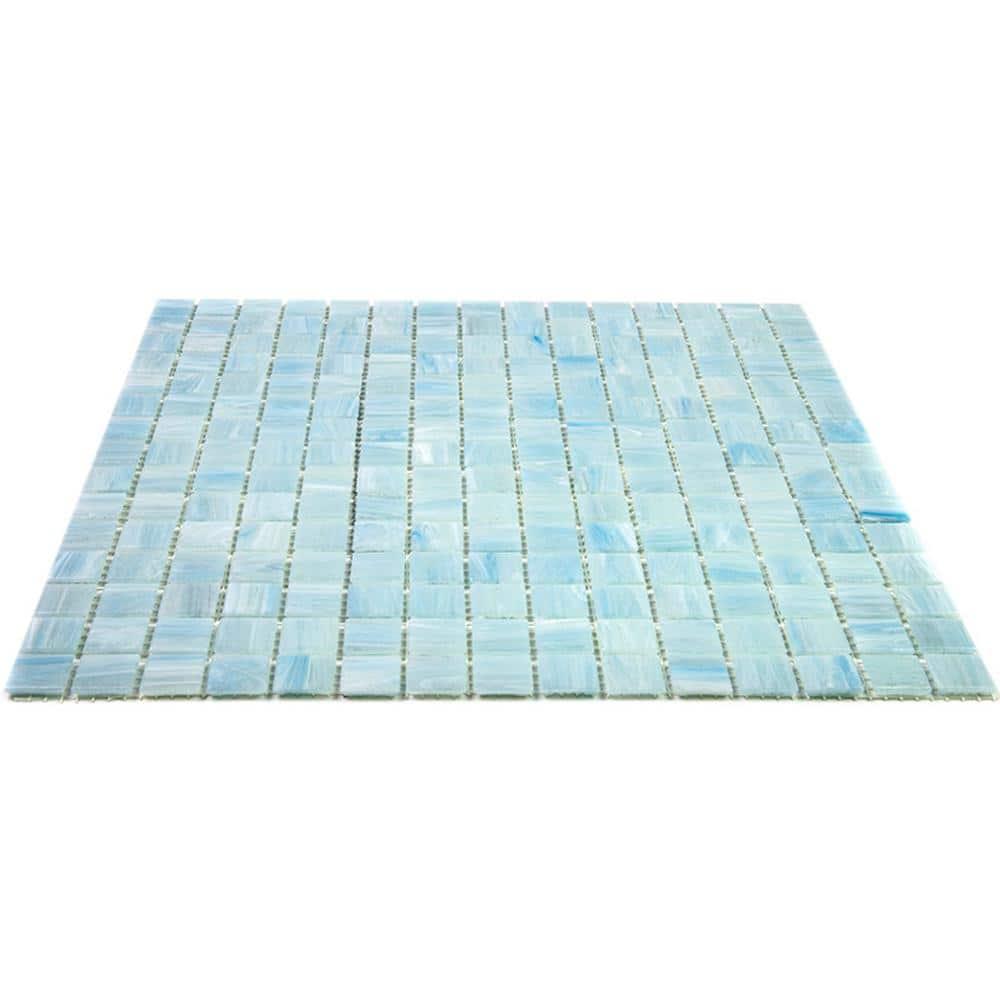 Apollo Tile Celestial 12 in. x 12 in. Glossy Yale Blue Glass Mosaic Wall and Floor Tile (10 sq. ft./case) (10-pack)