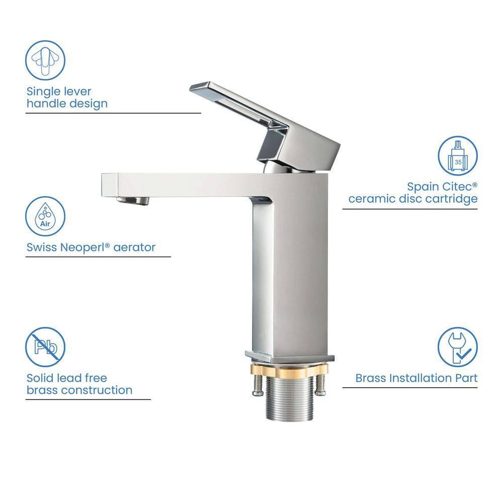 Kibi USA Single-handle Bathroom Vanity Sink Faucet w/ Water Hose Chrome Chrome Finish