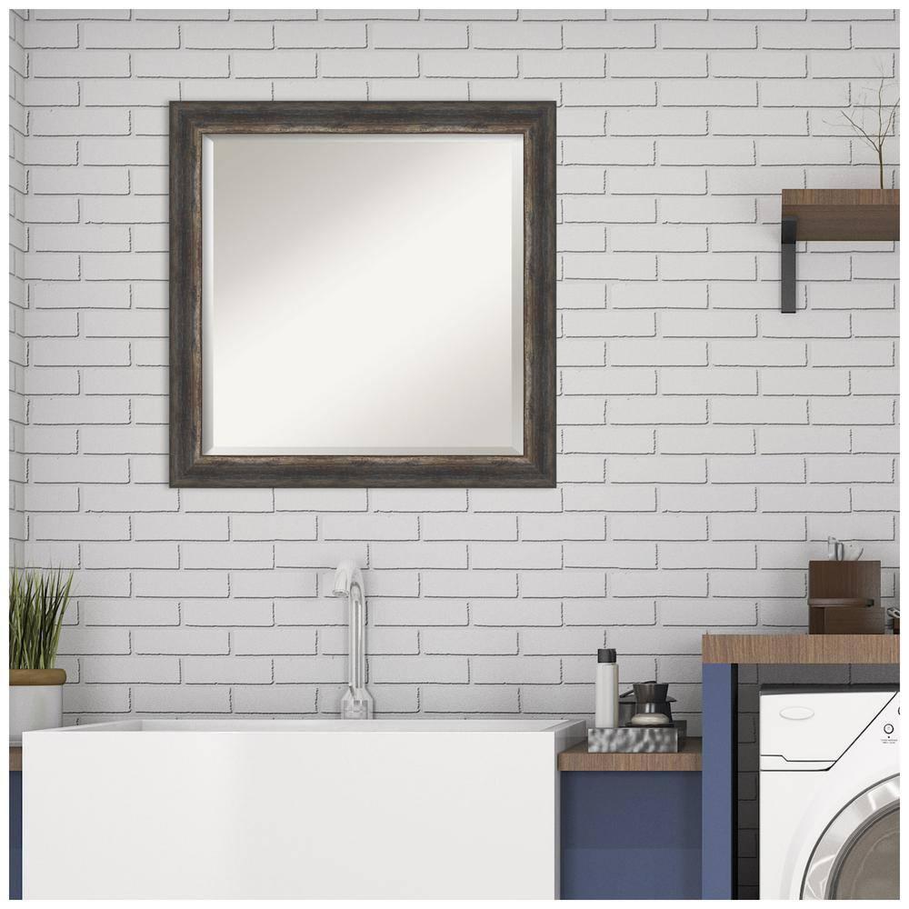 Bronze Bark Texture Rectangular Wood Vanity Mirror 30x30