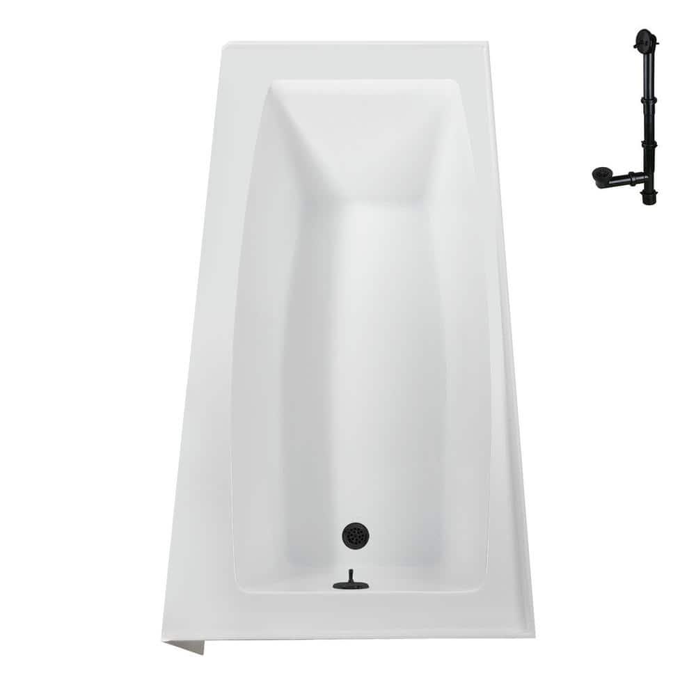 Streamline 60 in. x 30 in. Acrylic Right-Hand Drain Alcove Bathtub in Glossy White With External Drain