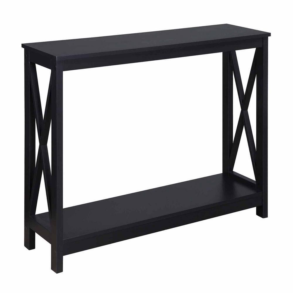 Eco-Friendly Oxford Black Console Table with Dual-Tier Storage