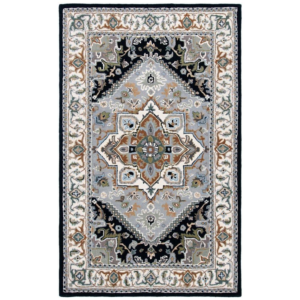 Heritage HG625 Handmade Area Rug - 5'x8' - Grey/Navy - Safavieh