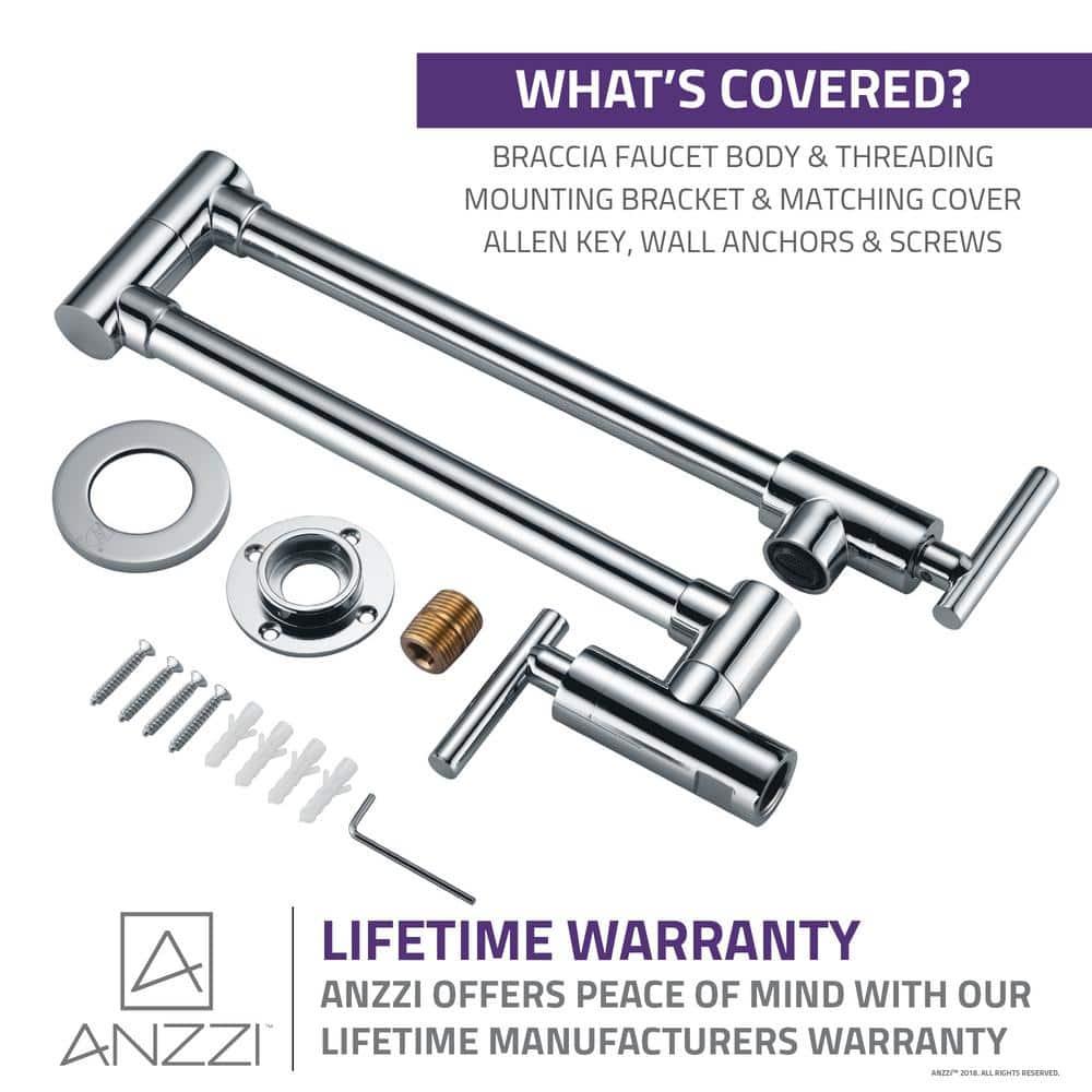 ANZZI ANZZI Braccia Series 24" Wall Mounted Pot Filler With Accessories KF-AZ258CH