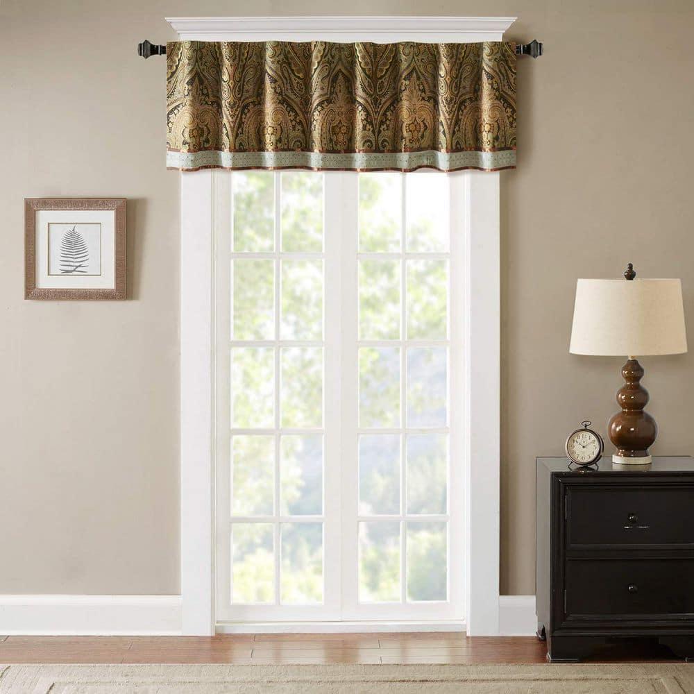 Canovia Springs Damask Tailored 53.93'' W Window Valance in Brown