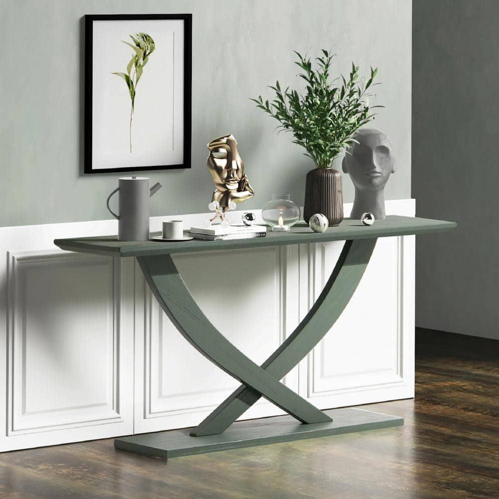 Boraam Rasmus Console Table Spanish Moss: Rubberwood Entryway Furniture, Transitional Style